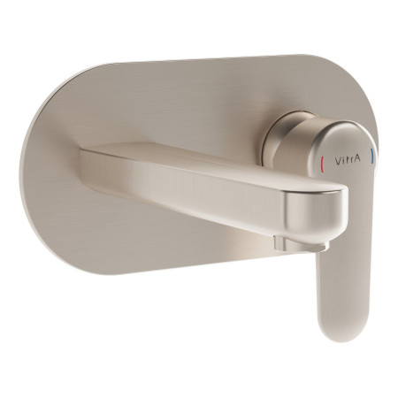 VitrA Root Round Brushed Nickel Wall Mounted Basin Mixer