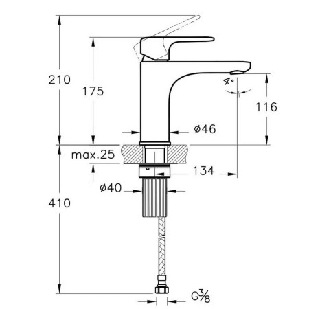 A4270634VUK VitrA Root Round Brushed Nickel Basin Mixer Dimensions