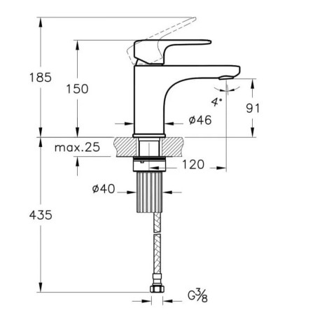 A4270534VUK VitrA Root Round Brushed Nickel Mini Basin Mixer Dimensions