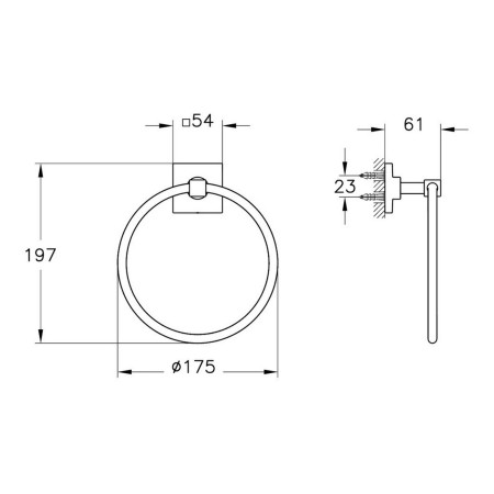 A44802 VitrA Root Round Chrome Towel Ring Dimensions