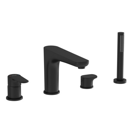 VitrA Root Round Matt Black 4TH Bath Shower Mixer