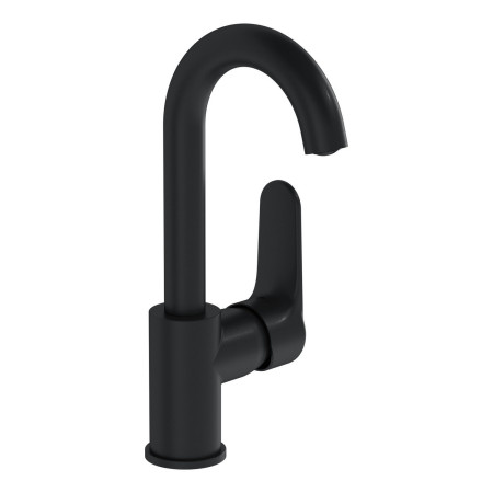 VitrA Root Round Matt Black Swivel Spout Basin Mixer