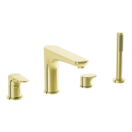 VitrA Root Round Soft Gold 4TH Bath Shower Mixer