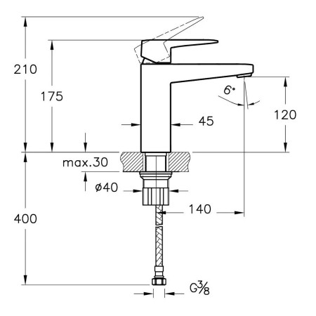A4273334VUK VitrA Root Square Brushed Nickel Tall Basin Mixer Dimensions