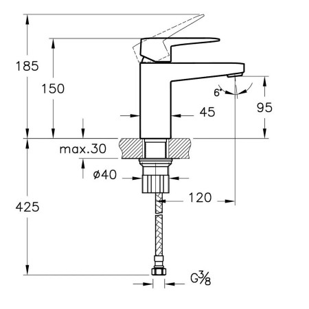 A4273229VUK VitrA Root Square Soft Copper Mini Basin Mixer Dimensions