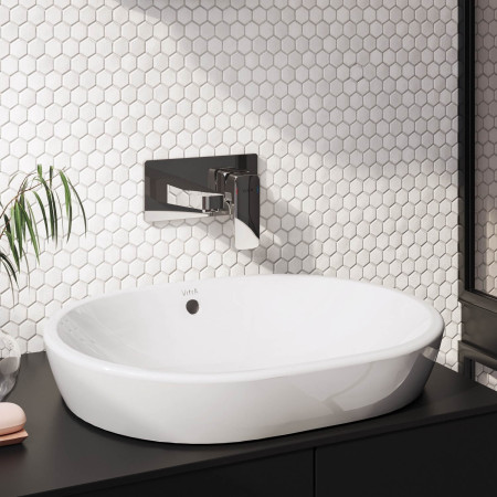 A42738EXP VitrA Root Square Chrome Wall Mounted Basin Mixer Lifestyle