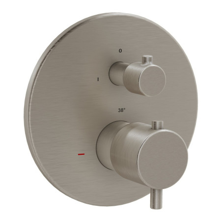 VitrA Round Brushed Nickel Thermostatic Dual Outlet Concealed Shower Valve
