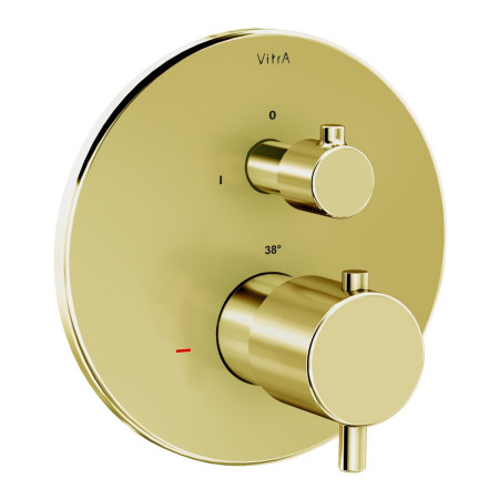 VitrA Round Soft Gold Thermostatic Dual Outlet Concealed Shower Valve