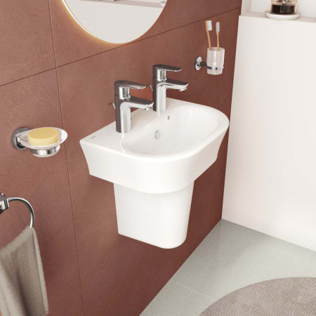5500L003-0022 VitrA S20 450mm 2TH Wall Hung Basin Lifestyle