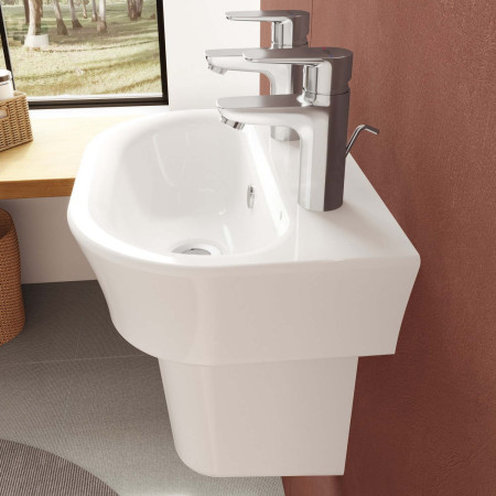 5500L003-0022 VitrA S20 450mm 2TH Wall Hung Basin with Chrome Basin Taps