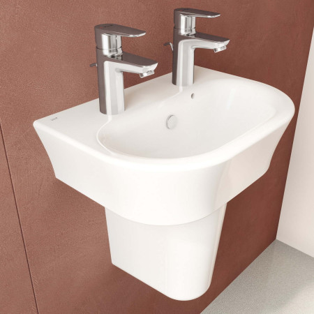5500L003-0022 VitrA S20 450mm 2TH Wall Hung Basin with Half Pedestal
