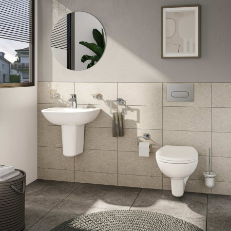 5501L003-0999 VitrA S20 500mm 1TH Wall Hung Basin Bathroom Setting