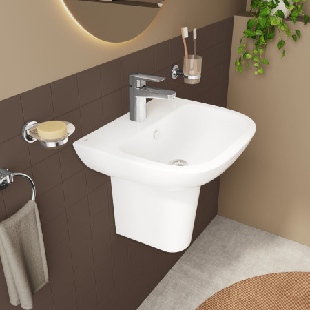 5501L003-0999 VitrA S20 500mm 1TH Wall Hung Basin with Half Pedestal