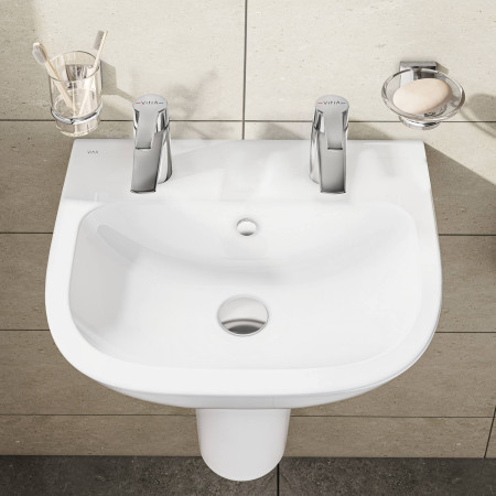 5501L003-0022 VitrA S20 500mm 2TH Wall Hung Basin with Chrome Basin Taps