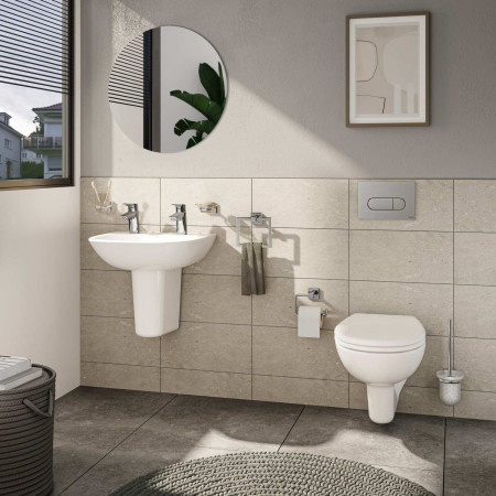 5501L003-0022 VitrA S20 500mm 2TH Wall Hung Basin Bathroom Setting
