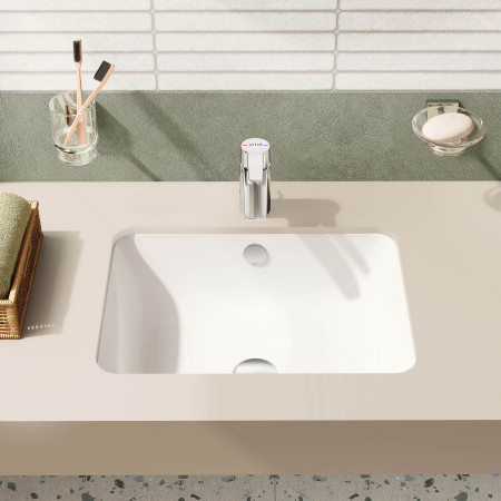 5474B003-0618 VitrA S20 500mm Square 0TH Undercounter Basin with Chrome Basin Tap