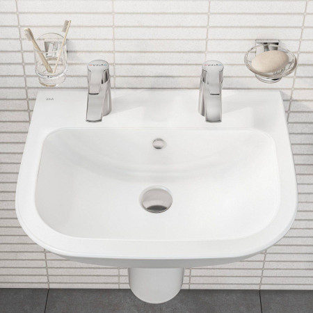 5502L003-0022 VitrA S20 550mm 2TH Wall Hung Basin with Chrome Basin Taps