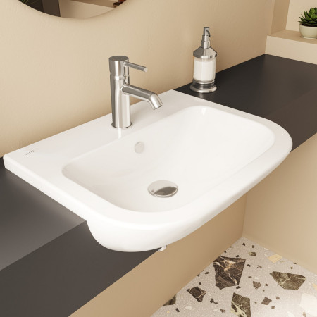 5524B003-0001 VitrA S20 550mm Compact 1TH Semi Recessed Basin with Chrome Basin Mixer