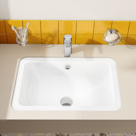 7475B003-0618 VitrA S20 550mm Square 0TH Undercounter Basin with Deck Mounted Chrome Basin Mixer