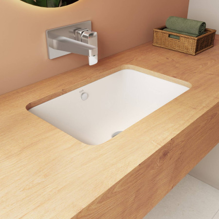 7475B003-0618 VitrA S20 550mm Square 0TH Undercounter Basin with Wall Mounted Chrome Basin Mixer
