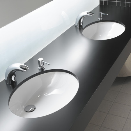 6069B003-0012 VitrA S20 580mm Oval 0TH Undercounter Basin with Chrome Tap