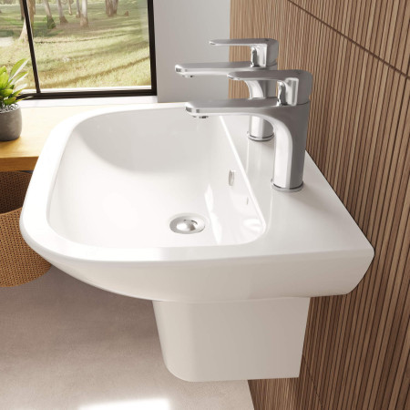5503L003-0022 VitrA S20 600mm 2TH Wall Hung Basin Side View