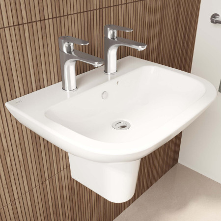 5503L003-0022 VitrA S20 600mm 2TH Wall Hung Basin with Chrome Basin Taps