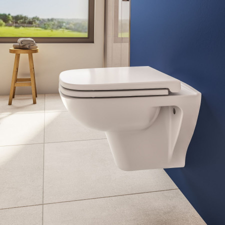 5507L003-0101 VitrA S20 Wall Hung Square Box Rim WC Pan and Seat Bathroom Setting
