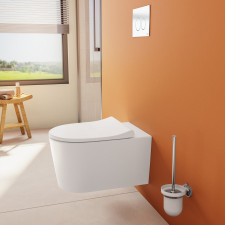 7870B403-0075 VitrA Sonic Flush Wall Hung WC Pan and Seat Bathroom Setting