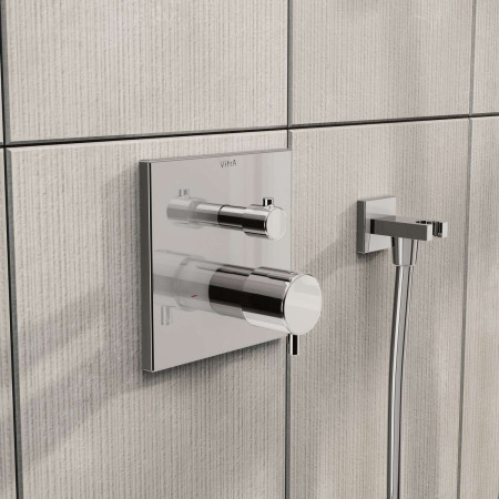 A43358EXP VitrA Square Chrome Thermostatic Single Outlet Concealed Shower Valve with Handset Holder