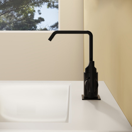 A4261639 VitrA Suit Basin Mixer with Side Handle in Gloss Black Side View