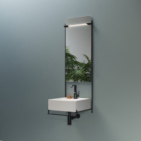 A4261639 VitrA Suit Basin Mixer with Side Handle in Gloss Black with Wall Hung Basin