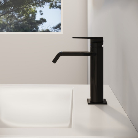 A4281639 VitrA Suit Basin Mixer with Top Handle in Gloss Black Lifestyle