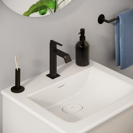 VitrA Suit Basin Mixer with Top Handle in Gloss Black