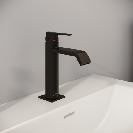 A4281639 VitrA Suit Basin Mixer with Top Handle in Gloss Black Side View