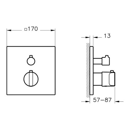 A4287339 VitrA Suit Gloss Black Single Outlet Thermostatic Concealed Shower Valve Dimensions