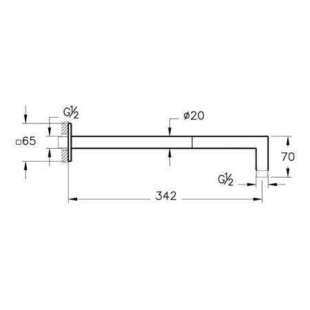A45753 VitrA Suit Chrome Wall Mounted Shower Arm Dimensions