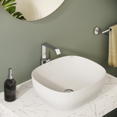 A42765 VitrA Suit Tall Basin Mixer with Side Handle in Chrome with Countertop Basin