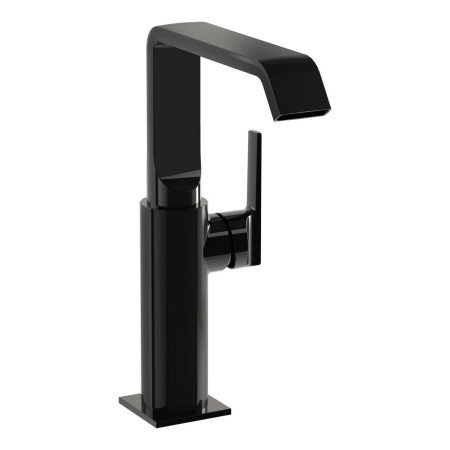 VitrA Suit Tall Basin Mixer with Side Handle in Gloss Black
