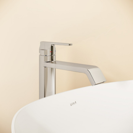 A42814 VitrA Suit Tall Basin Mixer with Top Handle in Chrome Front View