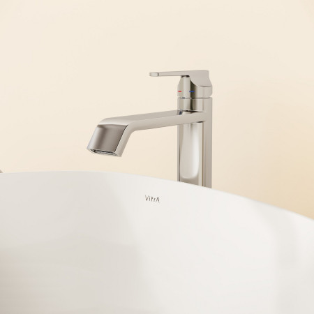 A42814 VitrA Suit Tall Basin Mixer with Top Handle in Chrome Close Up