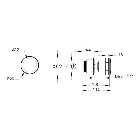 6392L403-0159 VitrA Universal Free Flowing White Ceramic Basin Waste Dimensions