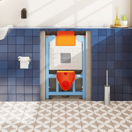 761-5805-01UK VitrA V Fix Prime 820mm Wall Hung Reduced Height Toilet Frame and Cistern Lifestyle