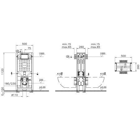 762-5855-01 VitrA V Fix Prime Floor Fixation Back to Back Wall Hung WC Frame and Cistern Dimensions