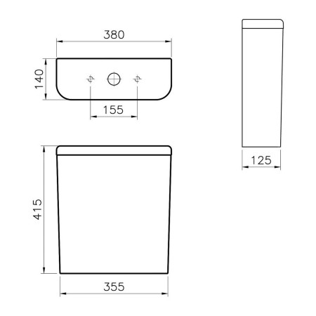7784L003-0075 VitrA Zentrum Close Coupled Open Back Rimless WC Pan and Seat Cistern Dimensions
