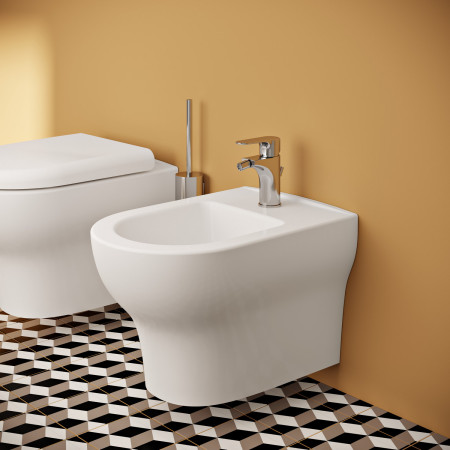 7788L003-0288 VitrA Zentrum Round Wall Hung White Bidet Lifestyle