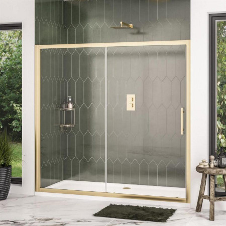 Volente 1500mm Brushed Brass 6mm Sliding Shower Door