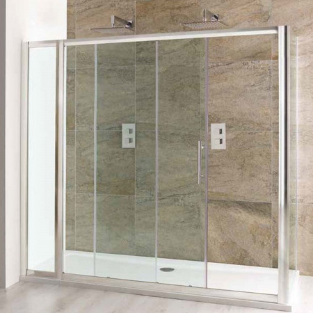 58.204 Volente 1000mm Chrome Clear Glass Sliding Shower Door with 300mm Inline Panel