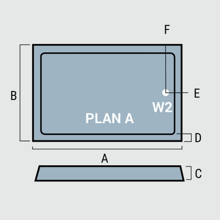 158.073 Volente 1700mm x 700mm Rectangular Shower Tray Line Drawing