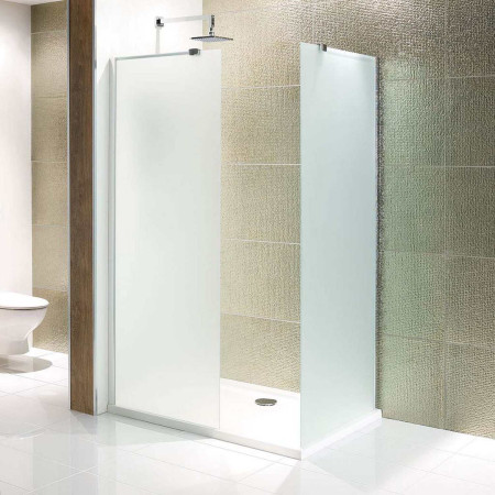 Volente 500mm Frosted Glass Chrome Wetroom Panel